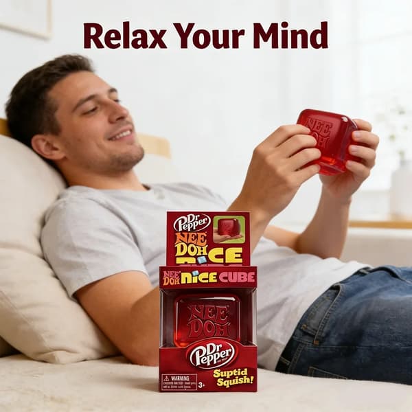 Dr Pepper x NeeDoh Nice Cube Squishy legetøj Stressaflastende legetøj Blød klemme Fidget Cube til børn og voksne Angstlindrende sanselegetøj B