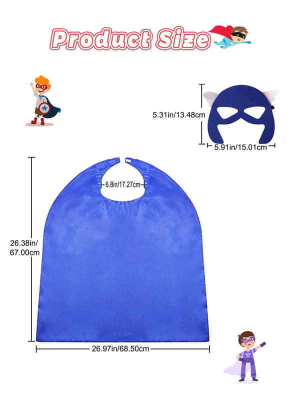 Superheltekapper og masker til børns rollespil, kostumefest, udklædning, Halloween-eventyr Blue One-size