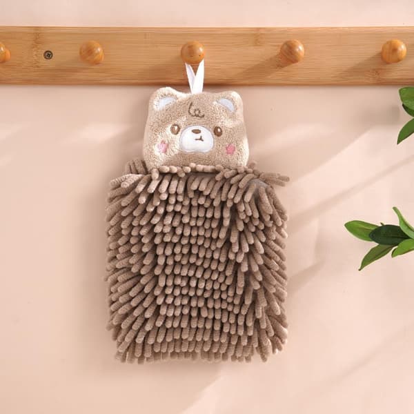 Fuzzy Ball Handdukar Handduksboll Fluffiga Handdukar för Badrum Kök Set om 2 (Kaffe Gul (Tecknad))