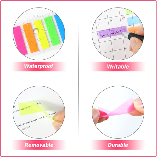 1120 st Bokmärkesetiketter, Självhäftande Notiser, Post-it Bok, Sidmarkörer