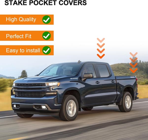 Sängskena Stake Pocket Protector för GMC Chevy Silverado/GMC Sierra 1500 m.fl., Lastbilsflagg Baksida Hålpluggar Sängskena Hålpluggar Skydd (2 st)