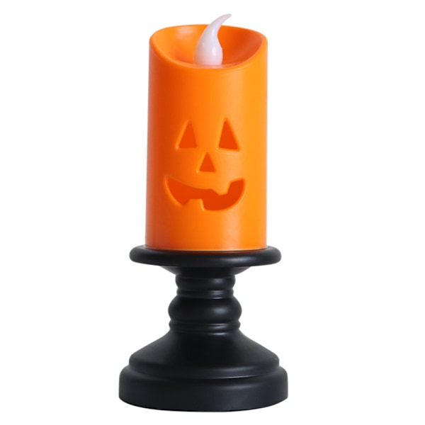 1x Gresskar LED Lysende Flammeløs Lysestake Bord Halloween Dekor