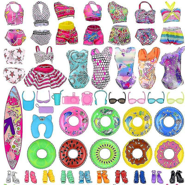 40 st/set Barbie Dockkläder Baddräkter Bikini Tillbehör För Barbie Dockskor Stövlar Skateboard För Barbie Docktillbehör