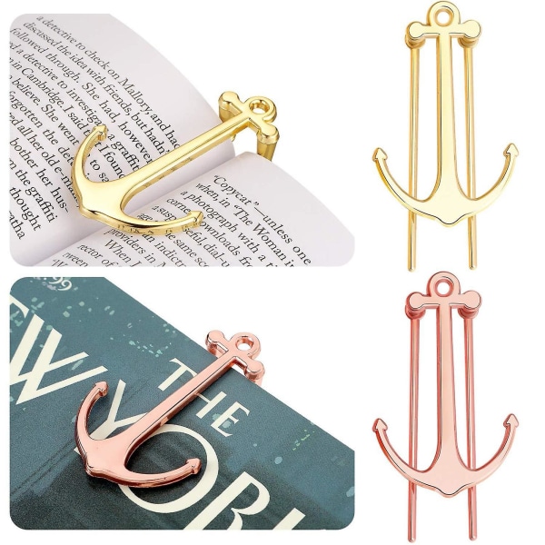 Anchor Book Page Holder Bokmärke, Hands Free läsboksöppnare, Håll böcker öppet verktyg, klassiska lästillbehör - Silver