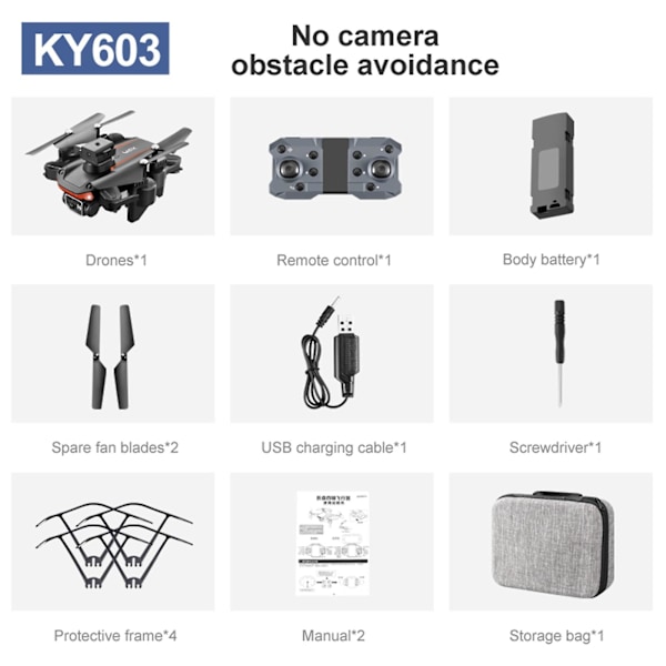 Ky603 Foldbar Kvadratisk Hindrende-Unngående UAV Dobbelskudd HD Luftfotografering Fire Flyplan Grenser Fjernkontroll Fly I