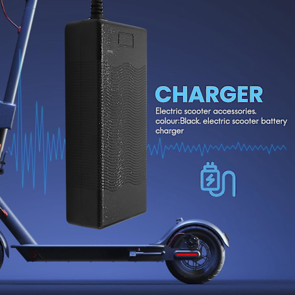 Laddare för elscooter 42v 1,5ah batteriladdare (EU-kontakt) Black