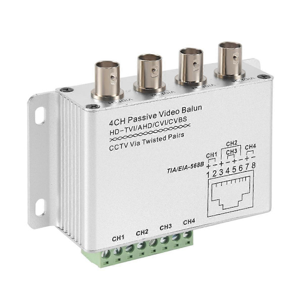 UTP 4-kanals passiv video balun transceiver