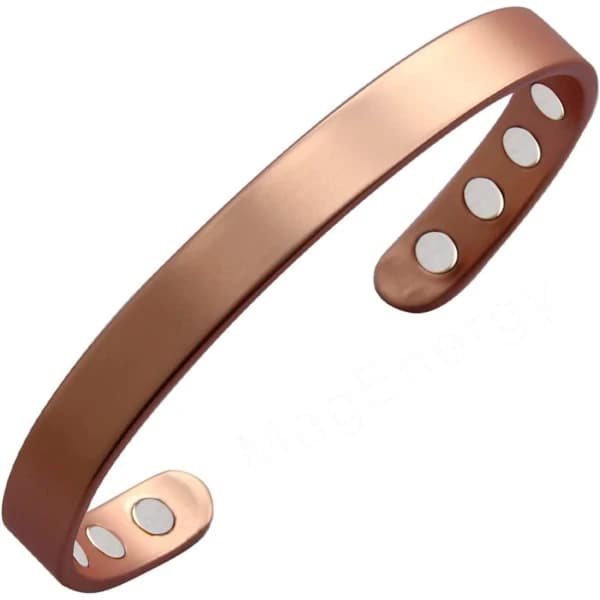 Unisex koppararmband, 99,9% ren koppar, 17,3 cm, justerbart, med 8 magneter (normal storlek).