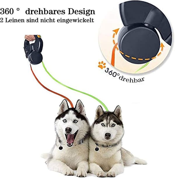 2024, dubbelt hundkoppel, infällbart hundkoppel, trasselfri 360 justerbar rotation med reflex
