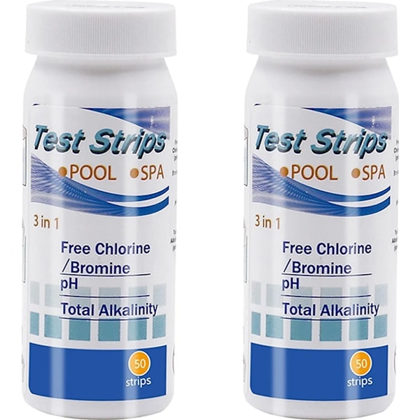 100x Pool Test Strips 3i1 Klor Brom pH Alkalinitet Pool Tester Vand Tester Pool Tilbehør