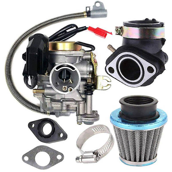 Karburator Passer Til Gy6 50cc 49cc 4 Luftfilter, sølv