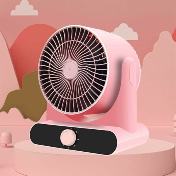 Mini bärbar värmare elektrisk värmare 3 vindhastigheter Tyst kylfläkt 60° justerbara vinklar, rosa