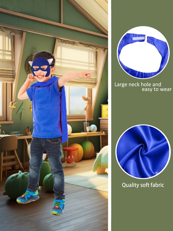 Superheltekapper og masker til børns rollespil, kostumefest, udklædning, Halloween-eventyr Blue One-size