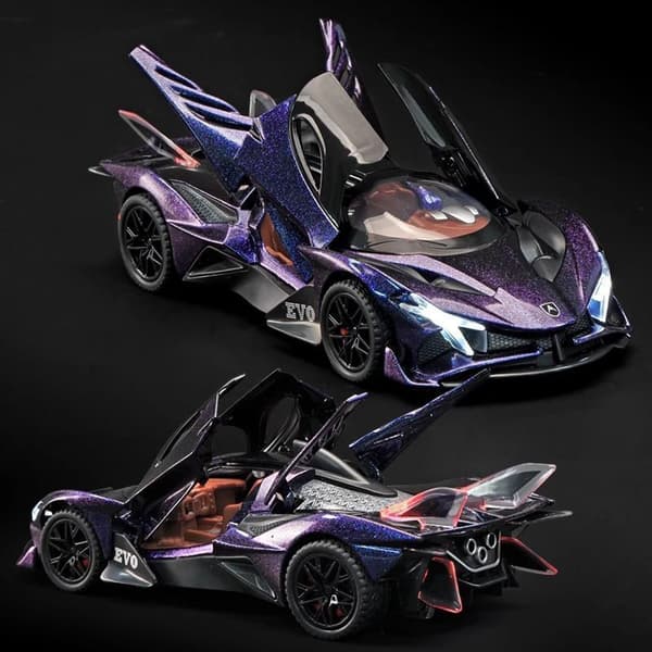 Apollo EVO lila leksaks sportbil samlarprydnadspresent