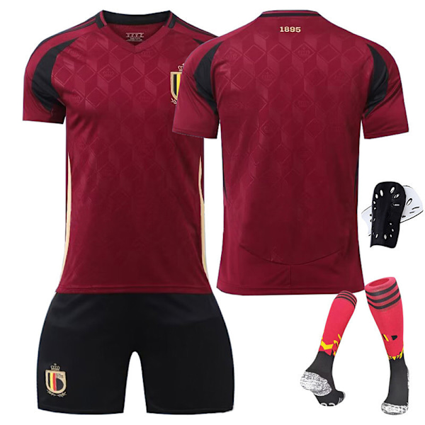 2024 Europacup Belgien tröja nr 7 De Bruyne fotbollströja set nya kortärmade lagtröja No. 10+socks No. 10+socks 2XL