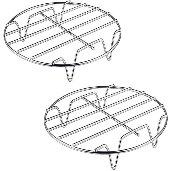 HHL 2-Pakning 6/7/8-Tommers Air Fryer Tilbehør Rustfritt Stål Koke Rack Rundt Kjøkken Stål Enkeltlags Grill Rack (d-v2)