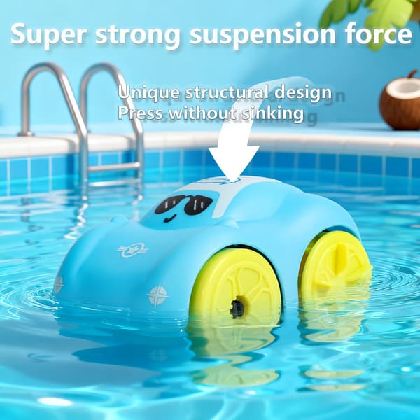 Optrækkelig badelegetøjsbil – Amfibisk babylegetøj til vand- og landleg 2pcs Blue Amphibious Vehicle