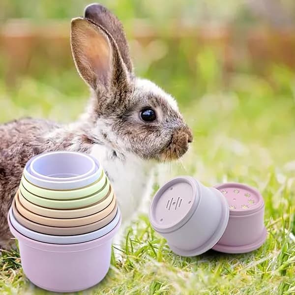 Stabelbare kopper (egnet til små dyr) | 8-delt genanvendeligt legetøjssæt, forskellige størrelser, slikkopper