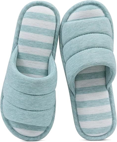 Hjemmesko med åben tå til kvinder og mænd, bløde bomuldssko til indendørs brug, memory foam slippers
