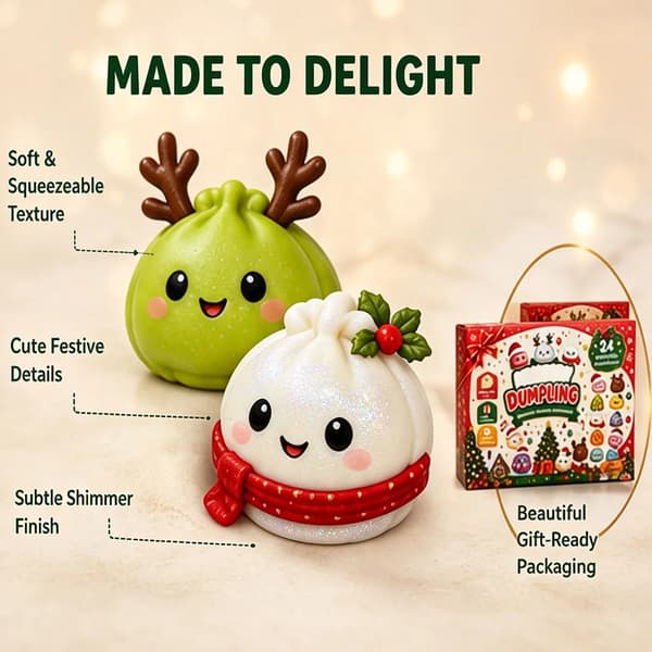 2026 Squishy julekalender, 24 dager nedtelling overraskelsesboks, Dumpling Slow Rebound Squishies Klemme Sensorisk Gave 2box(48PCS)