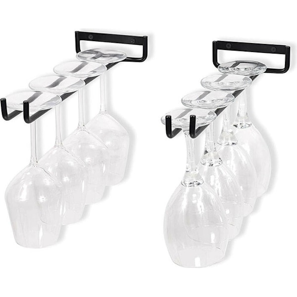 Sett med 2 vinglassholdere metall glassholdere glassrelinger inverterte glassholdere veggmontering