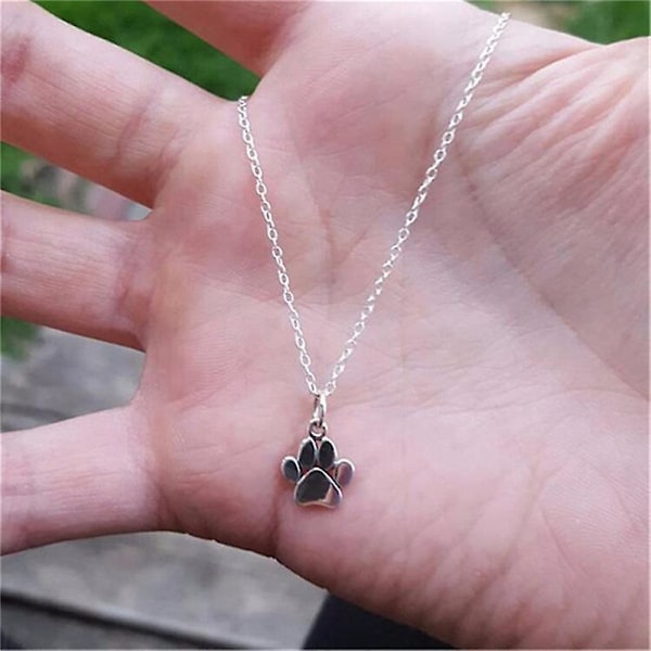 Halsband Smycken Silver Hund, Katt Tass Halsband, Husdjursminne Guld Tassavtryck Halsband