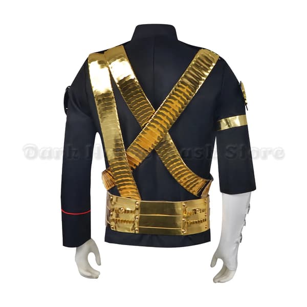 Michael Jackson JAM Tour Jacka Och Metall Kulbälte Punkstil Halloween Kostym full set S
