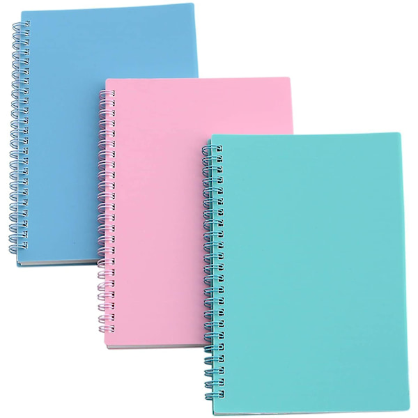 3-pack linjerade anteckningsböcker Spiralbunden anteckningsbok Journal anteckningsbok 80 sidor 80gsm Tjockt linjerat papper med hårdplastomslag (a5)
