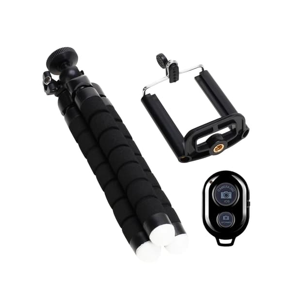Flexibelt Bläckfisk Mini Stativ med Telefonfäste för Smartphone Kamera Mobil Video Remote BlueT