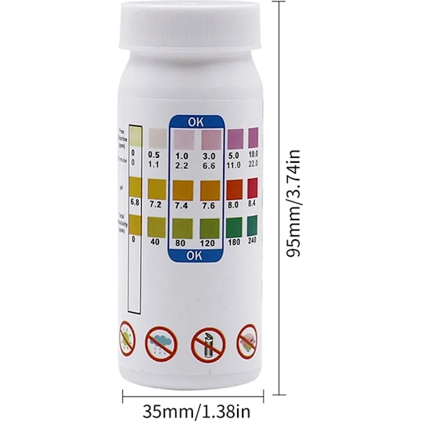 100x Pool Test Strips 3i1 Klor Brom pH Alkalinitet Pool Tester Vand Tester Pool Tilbehør