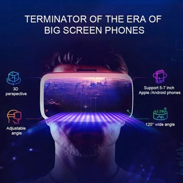 3D VR Virtuaalitodellisuuslasit kaukosäätimellä ja kuulokkeilla