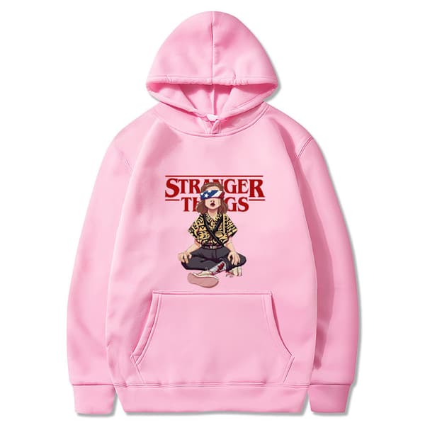 Stranger Things trykket hettegenser – fleeceforet hettegenser Claret XXL