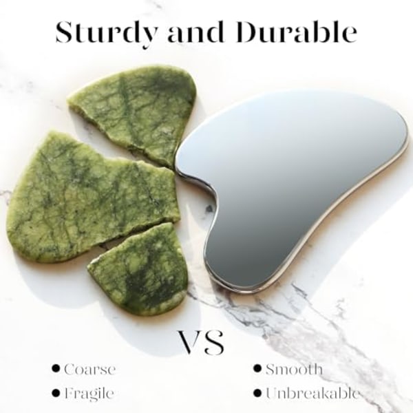 Gua Sha Set i Rosenkvarts - Ansiktsmassage för Rynkor & Muskelspänningar Metallic color -