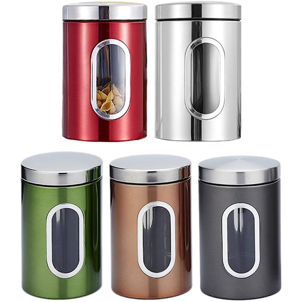 Säilytysastiat Ruostumaton teräs Tee Kahvi Sokeri Purkit Ruoan säilytys Keittiöastiat Silver 3pcs