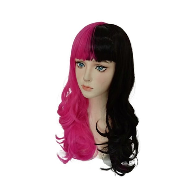 Draculaura Cosplay Kostyme med Parykk, Langt Svart og Rosa Varmebestandig Syntetisk Hår, Halloweenfest, Rollespill, Karnevalrekvisitter (FMY) A A One Size