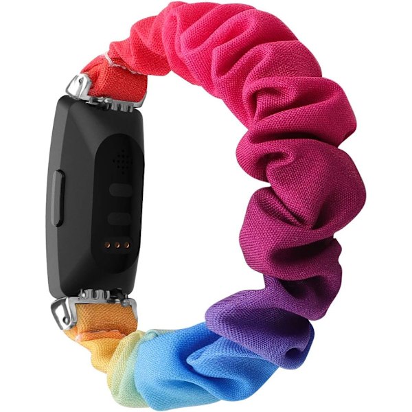 MEFEO Scrunchies kompatibla med Fitbit Inspire 2 Bands/Inspire Rainbow Rainbow Large