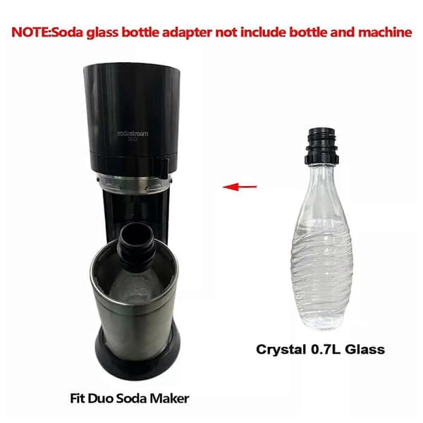 Musta Quick Connect -soodapulloadapteri SodaStream Crystal 0,7 l lasipulloille js