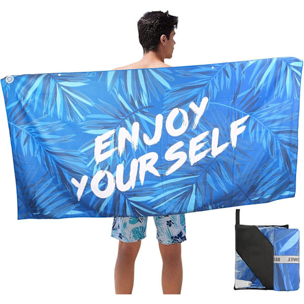 Blå Camping Mikrofiber Strandhandduk Stor, 160 * 80 CM Snabbtorkande S