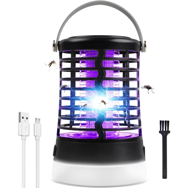 Elektriskt myggmedel | UV-mygglampa med 3 ljuslägen, IP66 vattentät, USB laddning, hängkrok för camping