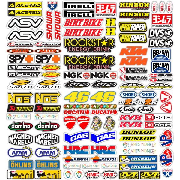 Motorsykkelklistremerker sponsorer 113 stk klistremerke motocross grafikk sykkel 36x33 cm