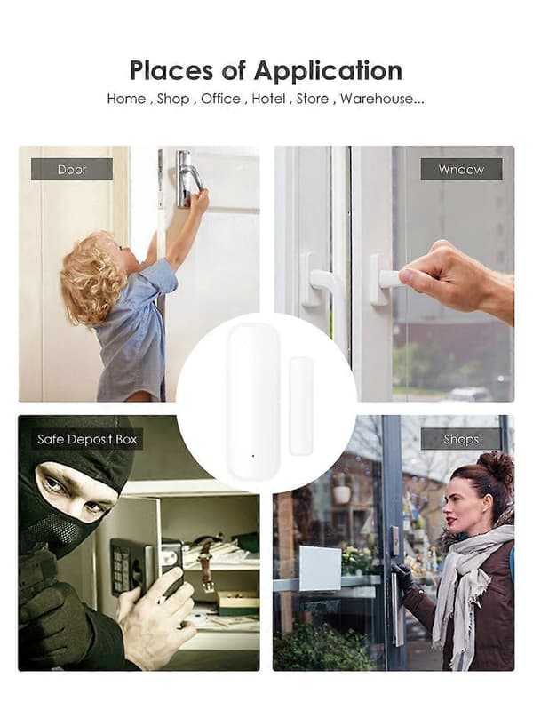 Tuya Zigbee Wifi Smart Dörrsensor Dörr Öppen Stängd Detektor Säkerhet