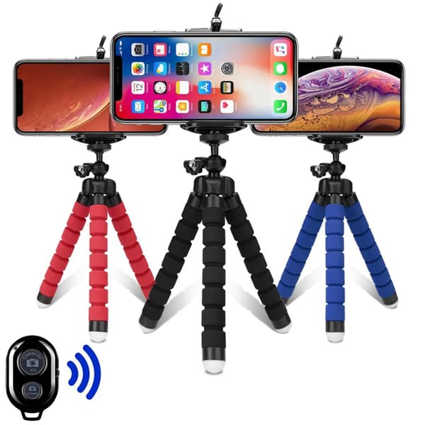 Flexibelt Bläckfisk Mini Stativ med Telefonfäste för Smartphone Kamera Mobil Video Remote BlueT