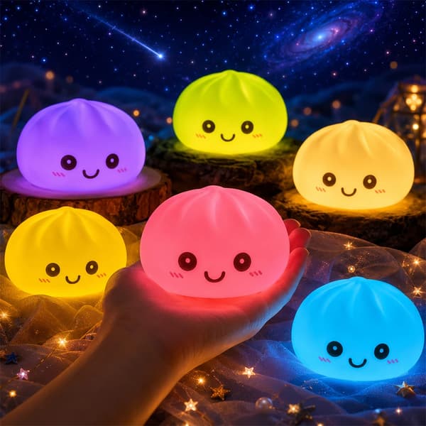2027 Nye Dumpling Nattlys Glødende Dumplings Skrivebordspynt Søt Glødende Dumpling Dampkokerboks Kawaii Dumpling Lys Gaver random 2pcs