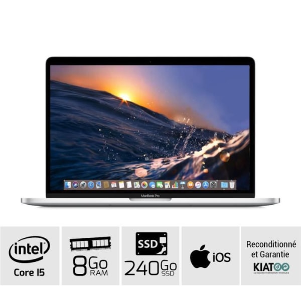 MACBOOK PRO 13 tommer Grå kerne i5 2,5 GHZ 8 GB ram 240 GB SSD-harddisk AZERTY-tastatur - Refurbished Grade C