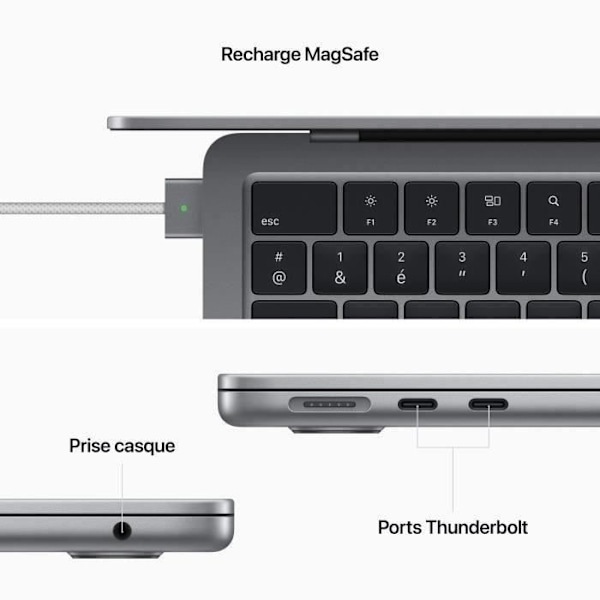 Apple - 13,6" MacBook Air M2 - RAM 8Go - Tallennustila 256Go - Avaruusriippuvainen - AZERTY (2022) - Kunnostettu - Hyvässä kunnosssa - Refurbished Gr