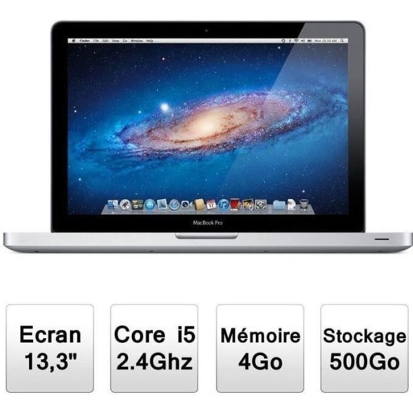 Apple MacBook Pro 13" (MD313F/A) Intel Core i5, 2,4 GHz - 4096 Mt muistia - 500 Gt tallennustilaa - Intel HD Graphics - Mac OSX Lion 10.7 - Refurbish Alumiini