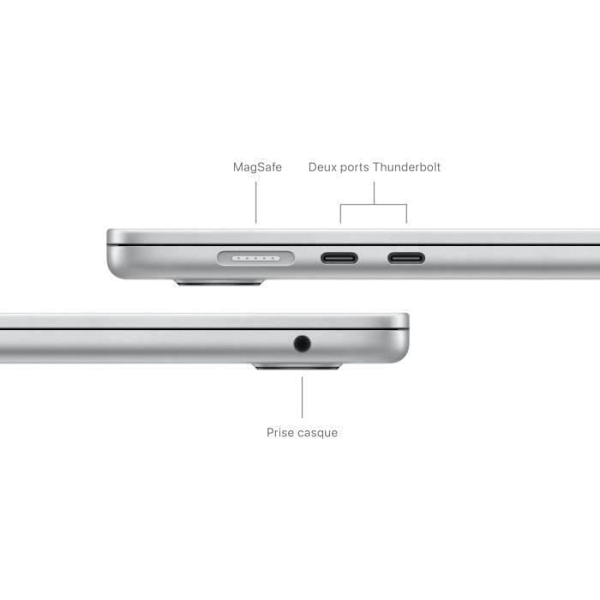 Apple - 15" MacBook Air M3 (2024) - RAM 8Gt - Tallennustila 256Gt - Hopea - AZERTY (2024) - Kunnostettu - Erinomainen kunto - Refurbished Grade A+