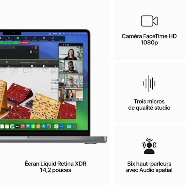 Apple - 14" - MacBook Pro M3 (2023) - RAM 8Go - Tallennus 512Go - Kivimusta - Azerty - Kunnostettu - Hyvässä kunnossa - Refurbished Grade C