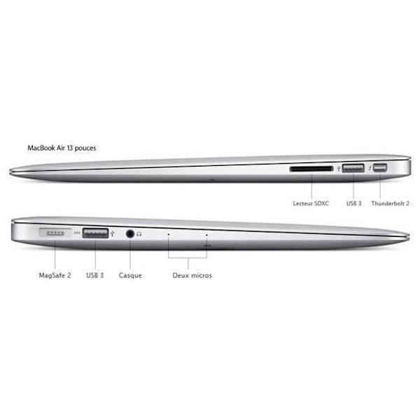 APPLE MacBook Air 13,3" - Intel Core i5 - 8 Gt RAM - 128 Gt SSD - 1,6 Ghz - AZERTY-näppäimistö - Kunnostettu Hyvässä kunnossa - Refurbished Grade C