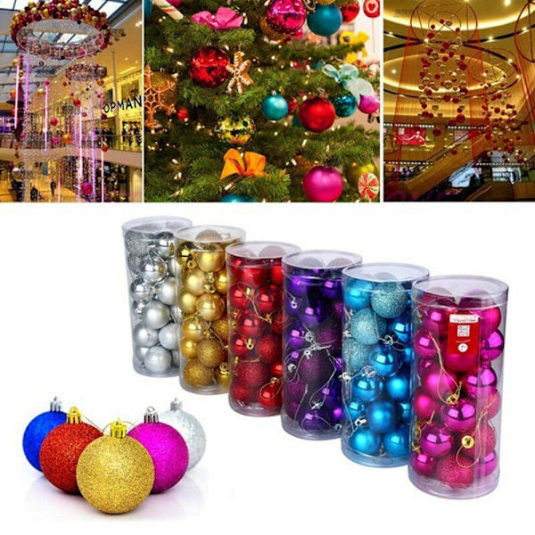Farverig juleglimmerkugle julefest træ hængende kugle dekorations ornament Rose Red